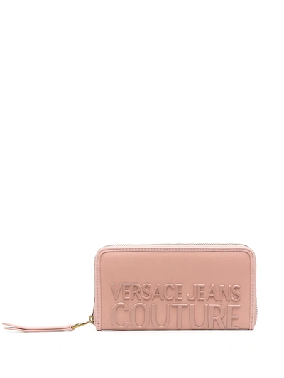 Shop Versace Jeans Couture Logo Zipped Wallet In Pink