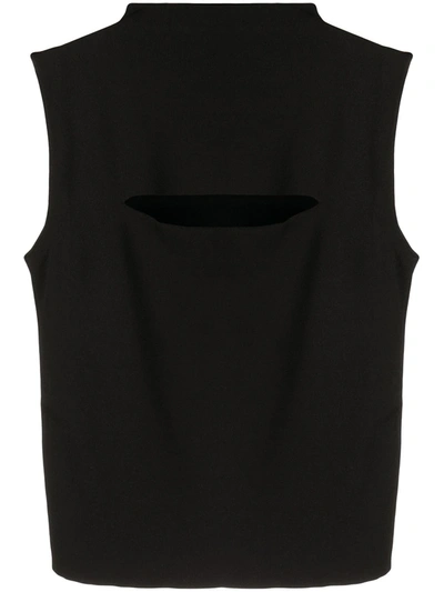 Shop Versace Cut-out Detail High-neck Vest Top In Black