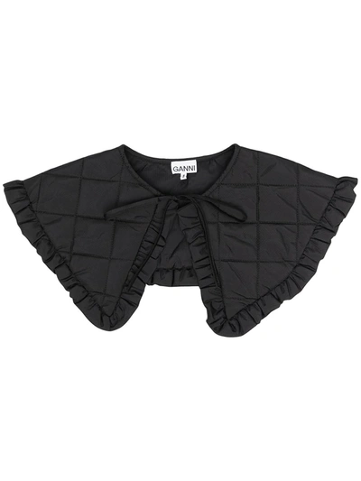 Shop Ganni Recycled Ripstop Quilted Collar In Black