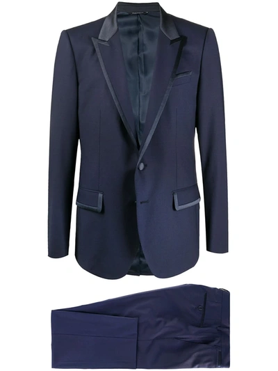 Shop Dolce & Gabbana Contrast-trim Two Piece Suit In Blue