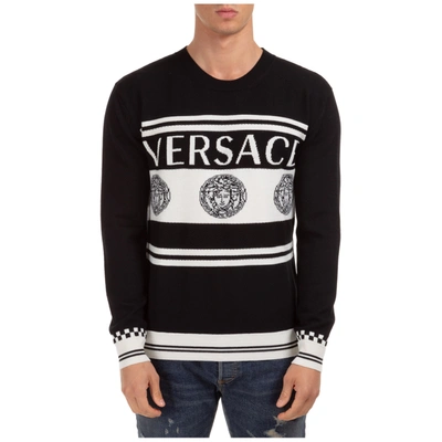 Shop Versace Men's Crew Neck Neckline Jumper Sweater Pullover In Black