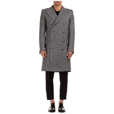 Shop Balmain Men's Wool Coat Overcoat In Grey