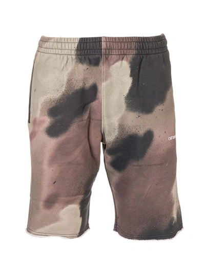 Shop Off-white Stencil Arrows Camouflage Shorts In Brown