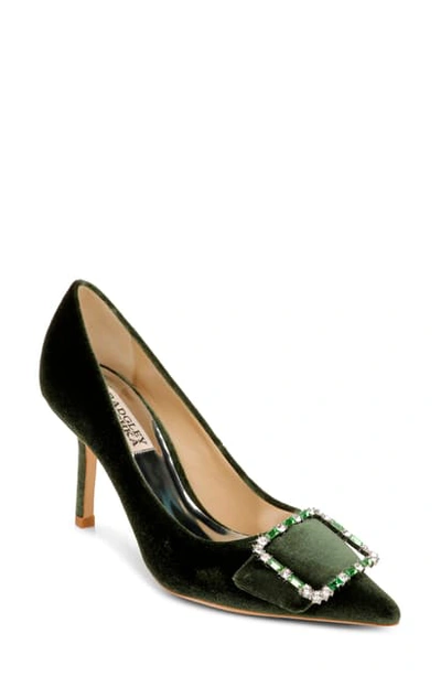 Shop Badgley Mischka Devi Pointed Toe Pump In Emerald Velvet