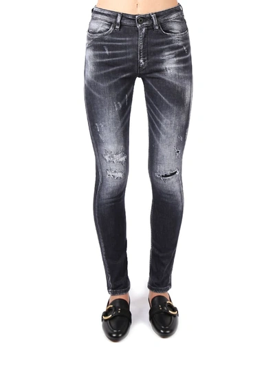 Shop Dondup Iris Skinny Fit Cotton Denim Jeans In Black
