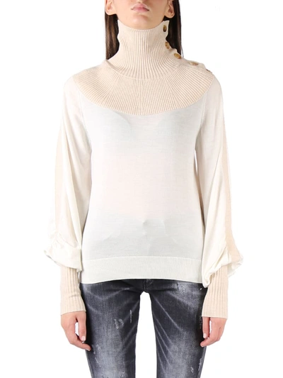 Shop Chloé High Neck Wool Pullover In White