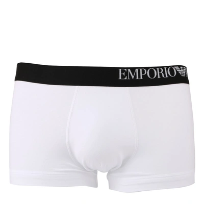 Shop Emporio Armani Three-pack Of Boxer Briefs With Side Logo Waistband In White