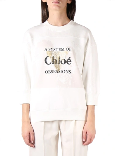Shop Chloé Obsessions Cotton Sweatshirt In White