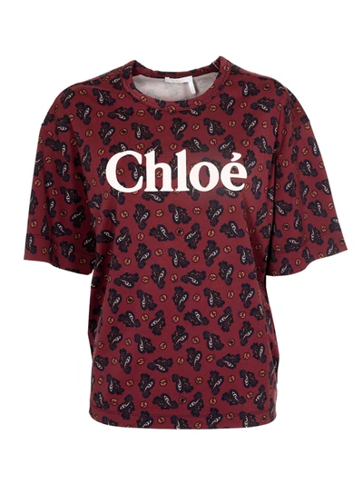 Shop Chloé Wide T-shirt In Red In Blue