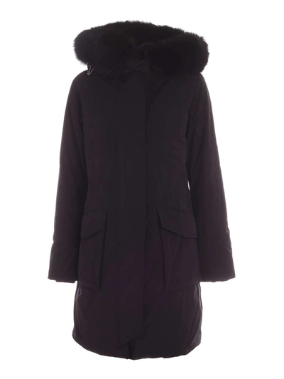Shop Woolrich Military Black Parka With Fur