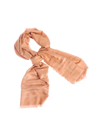 Shop Elisabetta Franchi Jacquard Scarf In Rose Gold In Pink