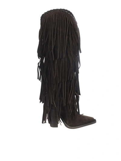 Shop Dsquared2 Fringed Boots In Brown