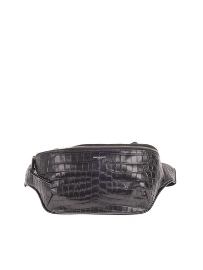 Shop Saint Laurent Animal Pattern Belt Bag In Black