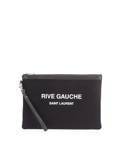 Shop Saint Laurent Rive Gauche Clutch Bag In Black