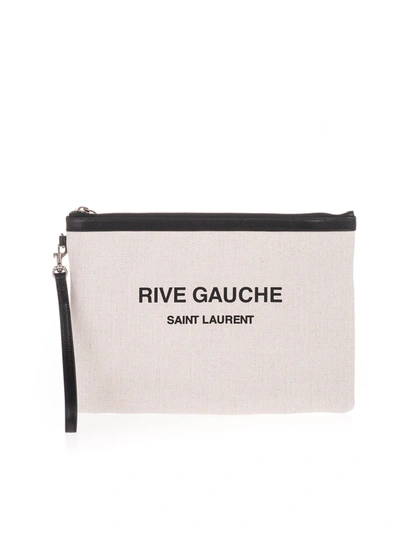 Shop Saint Laurent Rive Gauche Clutch Bag In White