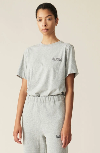 Shop Ganni Short Sleeved Thin Software Jersey T-shirt In Grey
