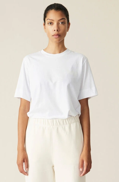 Shop Ganni Short Sleeved Thin Software Jersey T-shirt In White