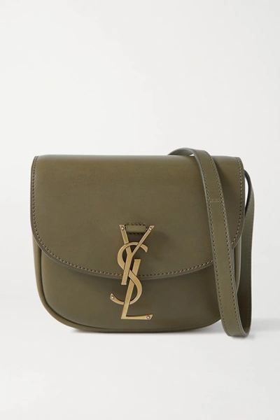 Shop Saint Laurent Kaia Small Leather Shoulder Bag In Army Green