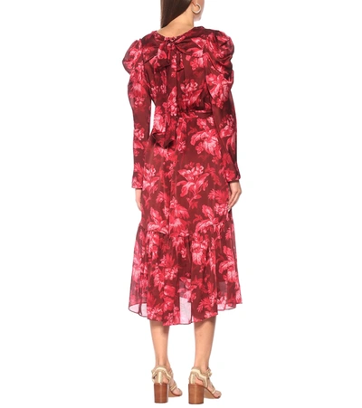 Shop Zimmermann Ladybeetle Floral Midi Dress In Red