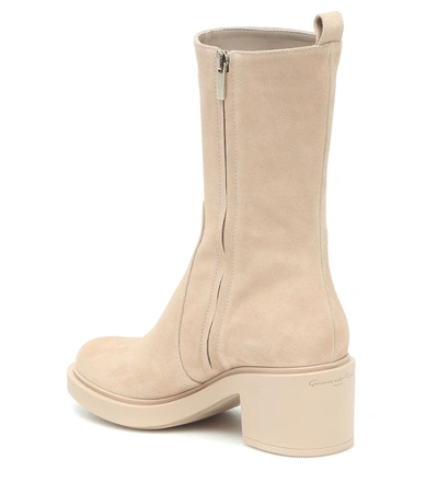 Shop Gianvito Rossi Margeaux Suede Ankle Boots In Beige