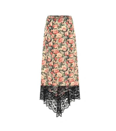 Shop Paco Rabanne Floral Stretch-jersey Midi Skirt In Multicoloured
