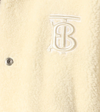 Shop Burberry Wool-blend Fleece Jacket In White