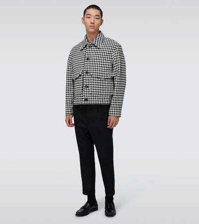 Shop Ami Alexandre Mattiussi Houndstooth Wool-blend Jacket In Black