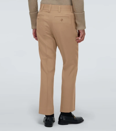 Shop Burberry Wool Slim-fit Pants In Beige