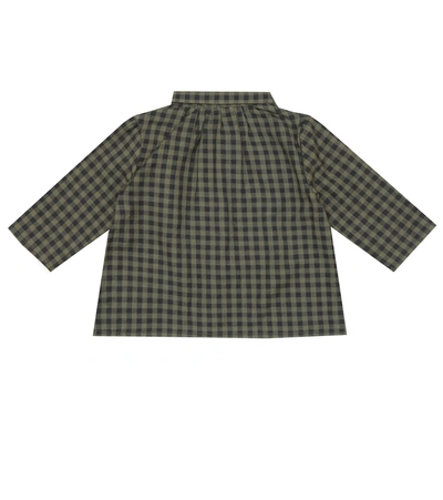 Shop Caramel Baby Raven Checked Cotton Shirt In Green