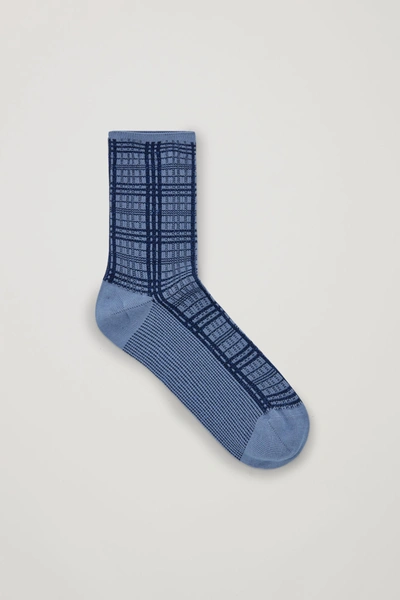 Shop Cos Metallic Checked Socks In Blue