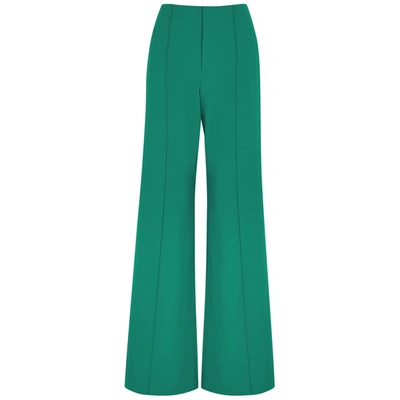 Shop Alice And Olivia Dylan Teal Wide-leg Trousers In Green