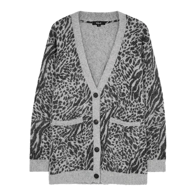 Shop Rails Oslo Grey Leopard-intarsia Cardigan