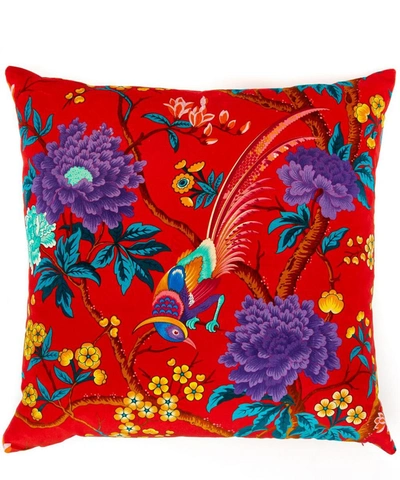 Shop Liberty Elysian Paradise Velvet Cushion In Red