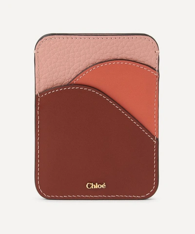 Shop Chloé Walden Leather Card Holder In Sepia Brown