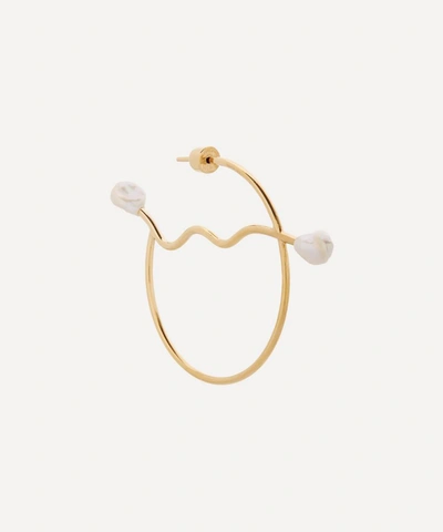 Shop Maria Black Gold-plated Solare Pearl Hoop Earring