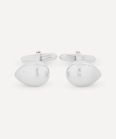 Shop Lanvin Rhodium-plated Oval Cufflinks In Silver