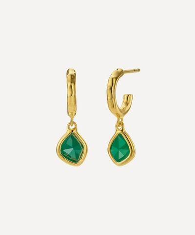 Shop Monica Vinader Gold Plated Vermeil Silver Siren Green Onyx Mini Nugget Hoop Earrings
