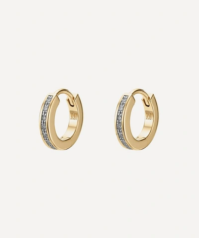 Shop Monica Vinader Gold Plated Vermeil Silver Skinny Diamond Huggie Hoop Earrings