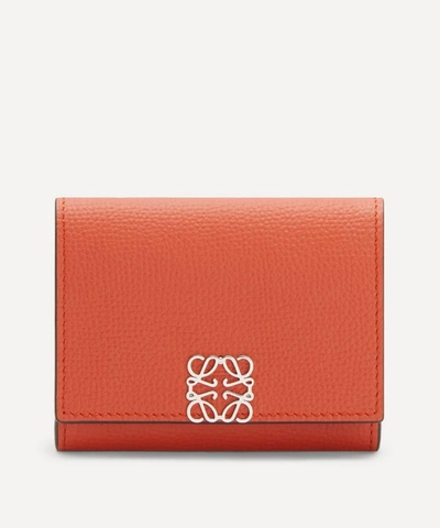 Loewe Women's Luxury Anagram Square Key Cardholder in Pebble Grain Calfskin - Red - Wallets