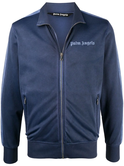 Shop Palm Angels Garment Dyed Track Jacket In Blue
