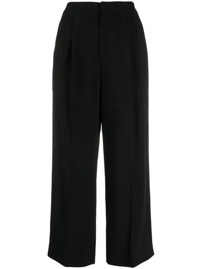 Shop Moschino High-waist Cropped Trousers In Black