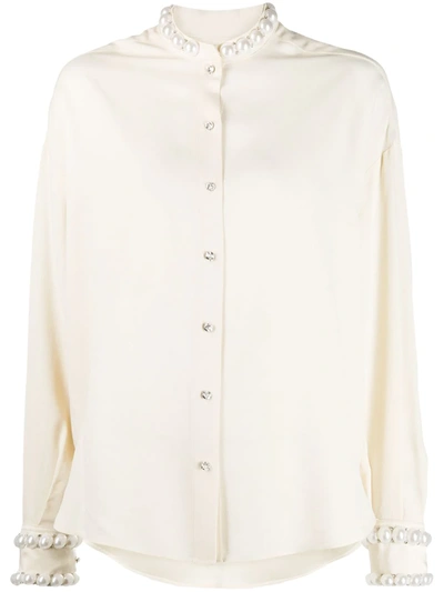 Shop Amen Faux Pearl-embellished Blouse In White