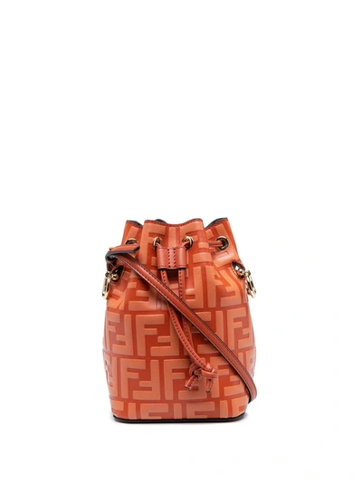 Shop Fendi Mini Mon Tresor Bucket Bag In Orange