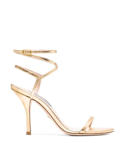 Shop Stuart Weitzman Merinda In Gold Textured Metallic Leather