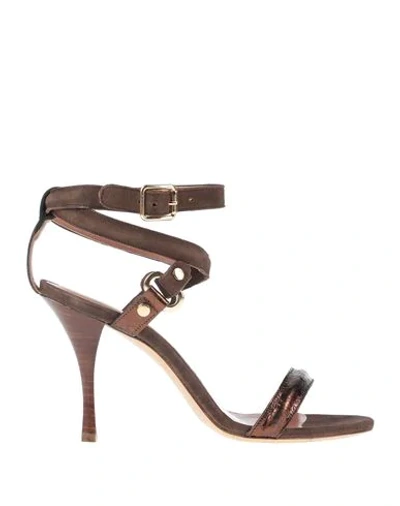 Shop Eleventy Woman Sandals Dark Brown Size 7 Soft Leather