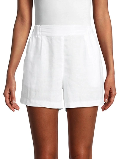 Shop Michael Stars Linen & Cotton-blend Shorts In Castle