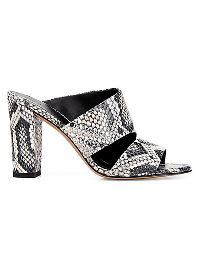 Shop Vince Hiro Snakeskin-embossed Leather Mules In Natural