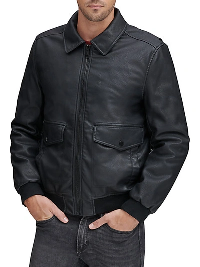 Shop Andrew Marc Westerly Faux Leather Bomber Jacket In Military