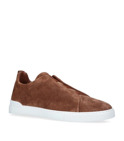 Shop Ermenegildo Zegna Suede Triple Stitch Sneakers