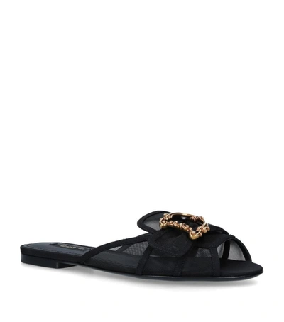 Shop Dolce & Gabbana Mesh Baroque Logo Sandals